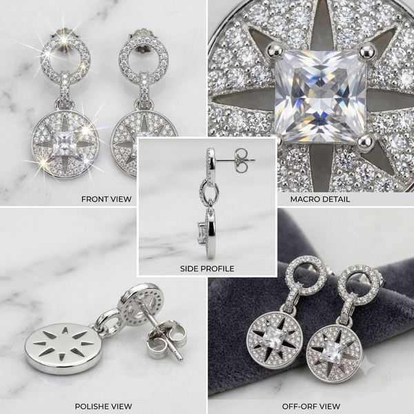 Premium CZ Sterling Silver Drop Earrings