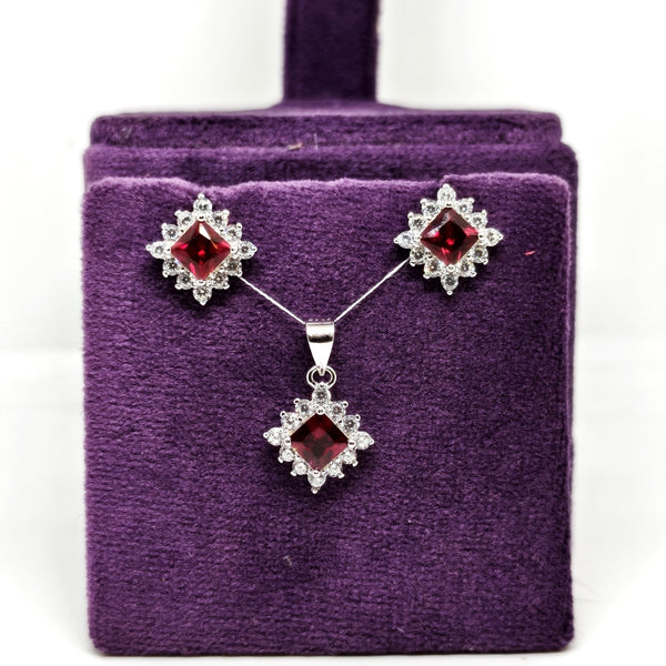 Vintage Silver Charm Earrings Pendent Set