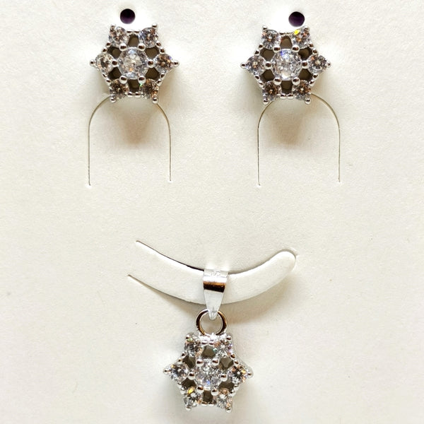 Imperial Silver Charm Earrings Pendent Set