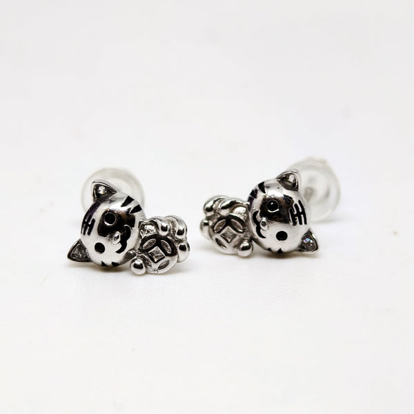 Cute Teddy Charm Silver Earrings