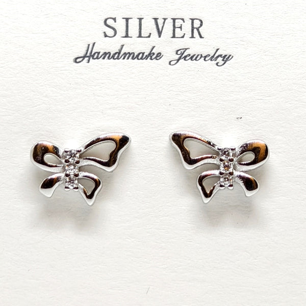 Luna Butterfly Drop Silver Earrings