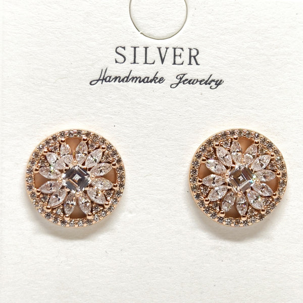 Rose Charm Silver Earrings
