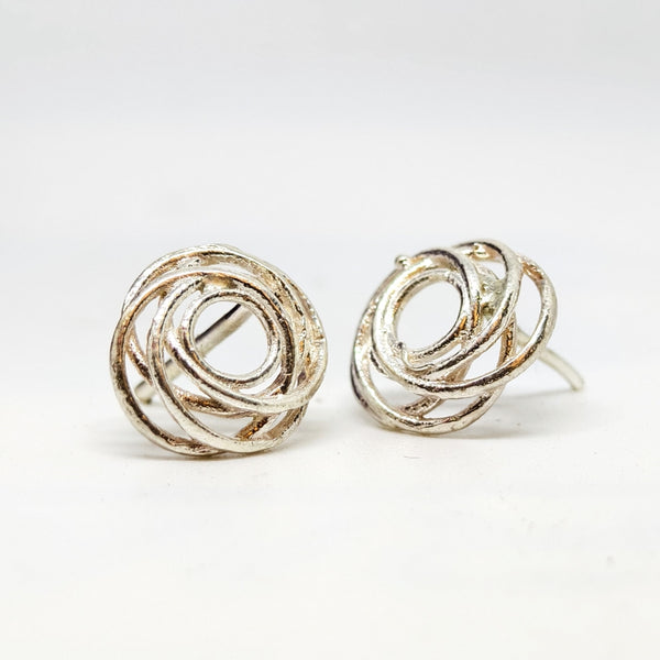 Dainty Circle Silver Earrings