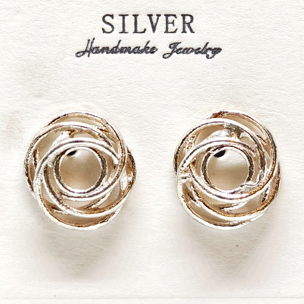 Dainty Circle Silver Earrings