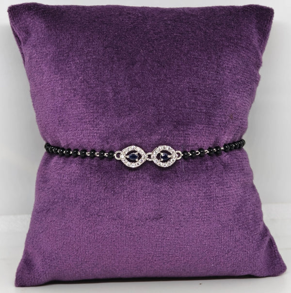 Black Evil Eye Protection Silver Bracelet