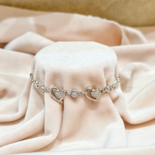 Heart Pendant Chain Silver Bracelet