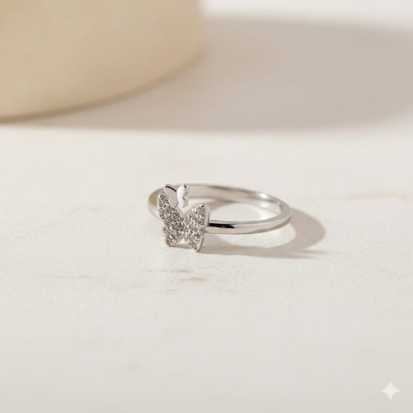 Butterfly silver ring