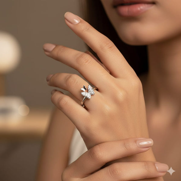 Butterfly silver ring