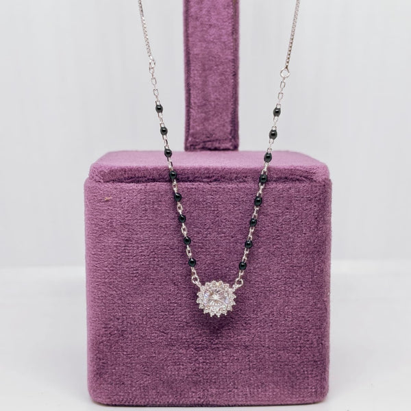 Crystal Stud Silver Mangalsutra