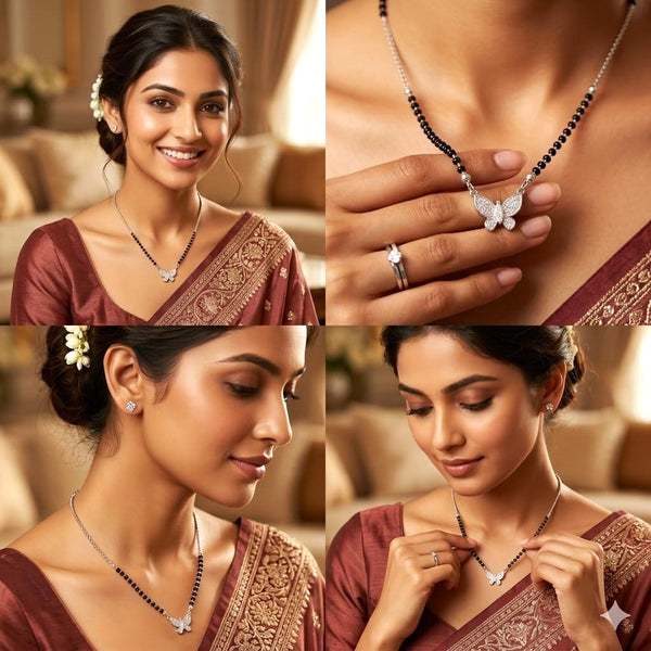 Butterfly Charm Silver Mangalsutra