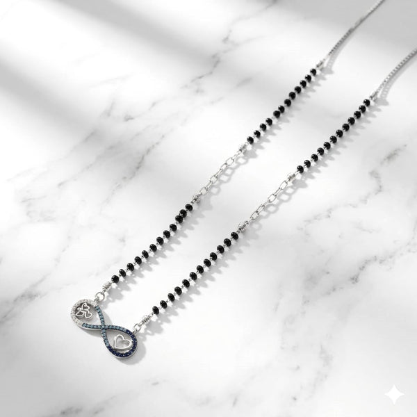 Crystal Glow Silver Mangalsutra