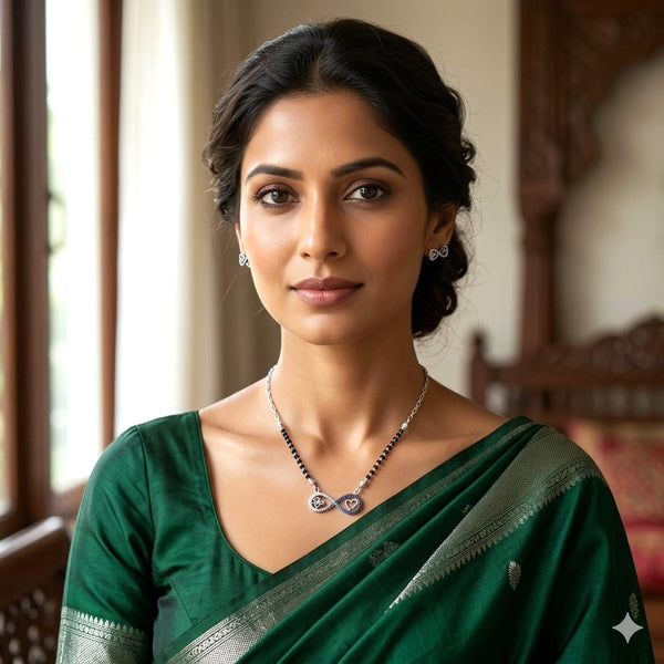 Crystal Glow Silver Mangalsutra