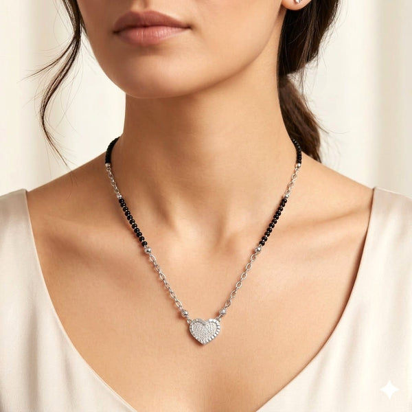 Heart Love Silver Mangalsutra