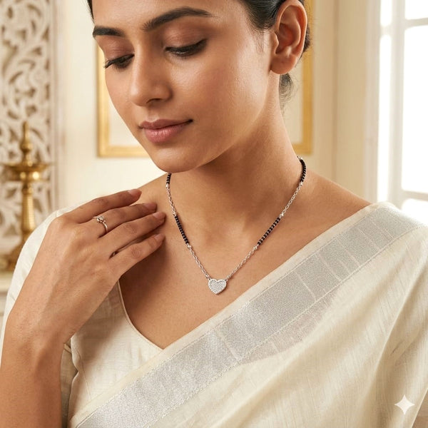 Heart Love Silver Mangalsutra