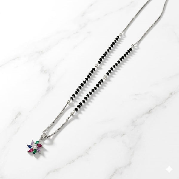 Floral Grace Silver Mangalsutra