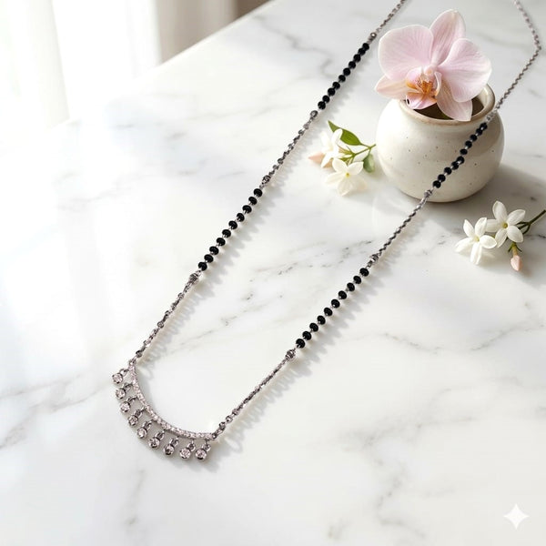 Crystal Drop Silver Mangalsutra