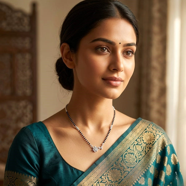 Sun Glow Silver Mangalsutra