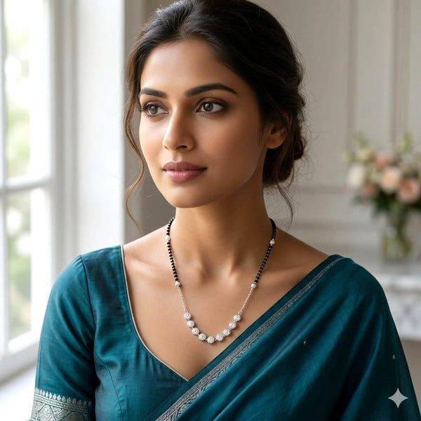 Circle Glow Silver Mangalsutra
