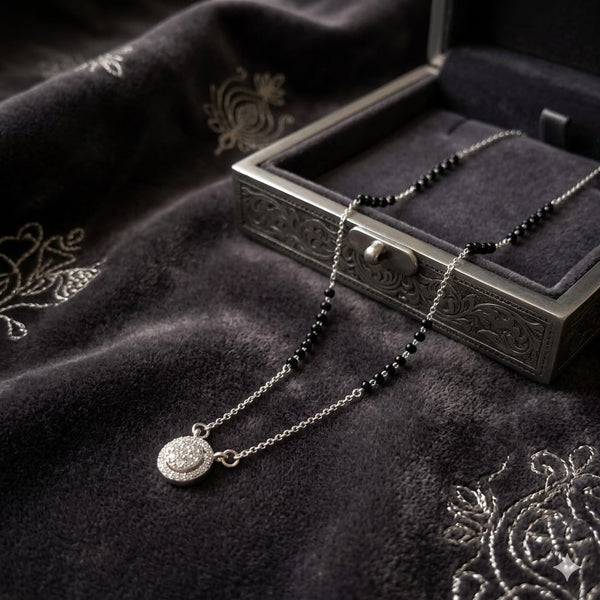 Crystal Glow Silver Mangalsutra