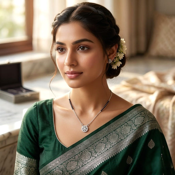 Crystal Glow Silver Mangalsutra