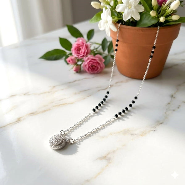Crystal Glow Silver Mangalsutra