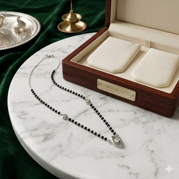 Diamond Cut Silver Mangalsutra