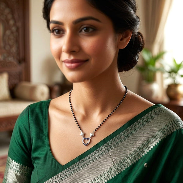 Heart Pendant Silver Mangalsutra
