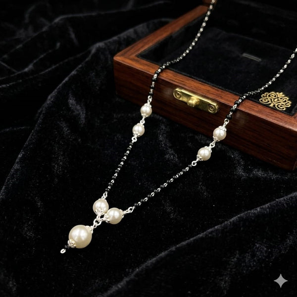 Floral Design Silver Mangalsutra
