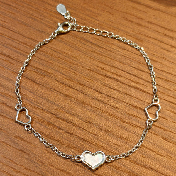 Heart Charm Silver Bracelet