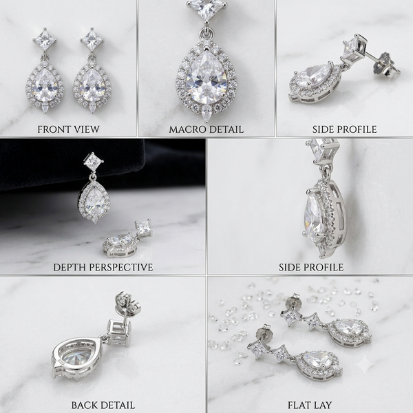 Halo Diamond Sterling Silver Earrings