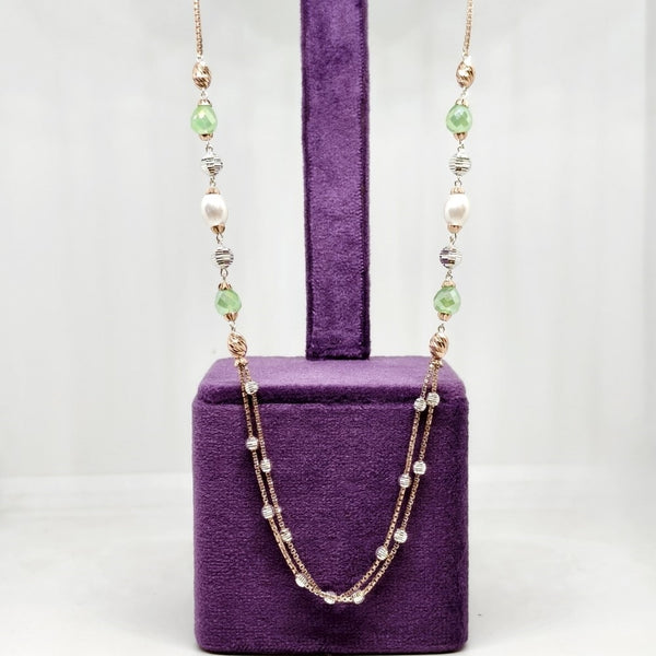 Antique Rose Aura Silver Necklace