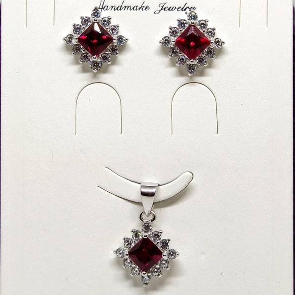 Vintage Silver Charm Earrings Pendent Set