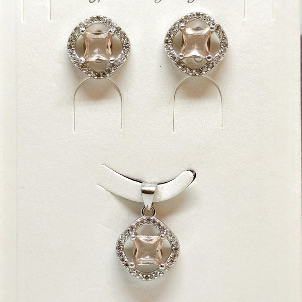 Antique Blossom Silver Earring Pendent Duo