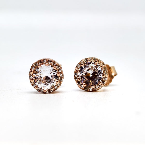 Rose Gold Heart Sterling Silver Earrings