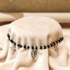 Midnight Black Bead Silver Bracelet