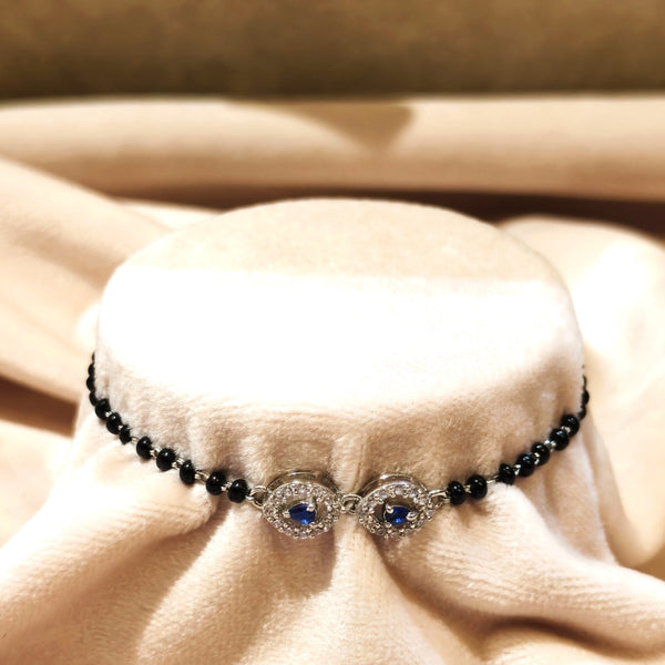 Black Evil Eye Protection Silver Bracelet