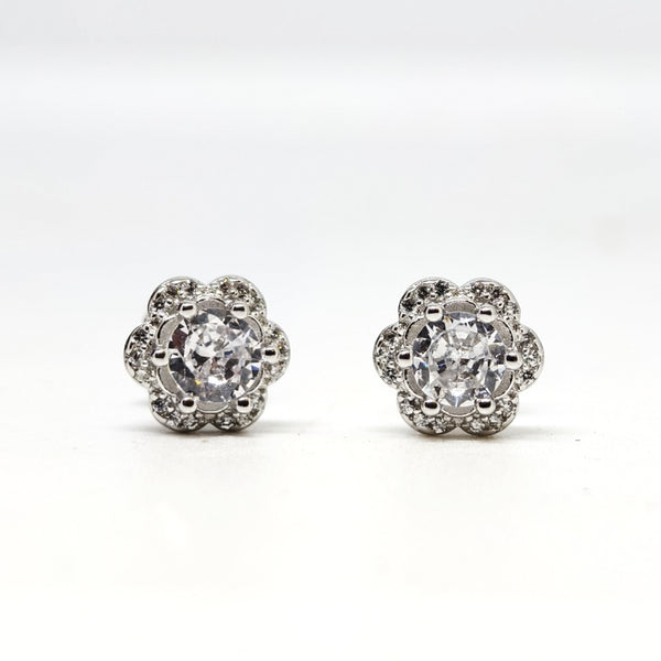 Classic Floral Sterling Silver Stud Earrings