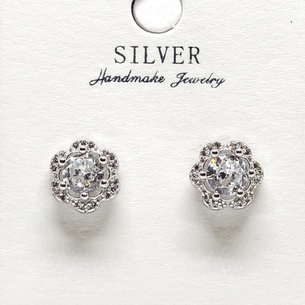 Classic Floral Sterling Silver Stud Earrings
