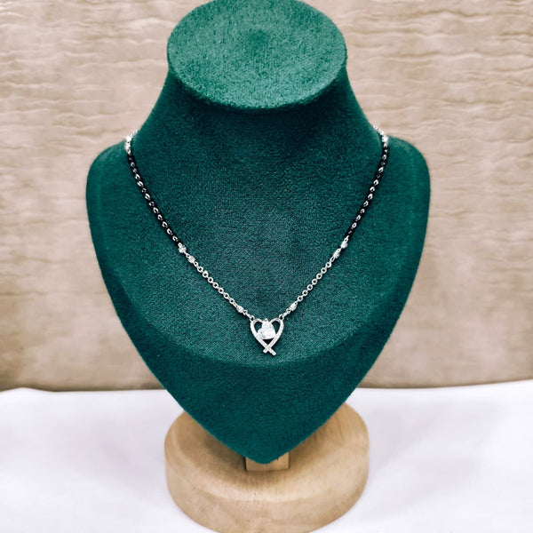 Crystal Heart Silver Mangalsutra