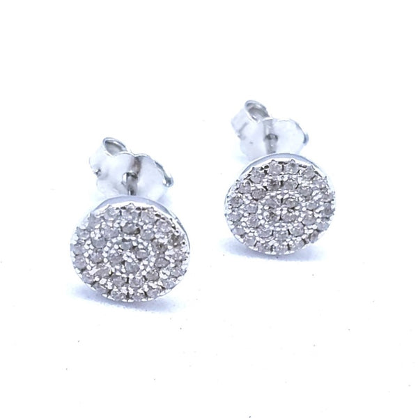 Classic Halo Sterling Circle Silver Earrings