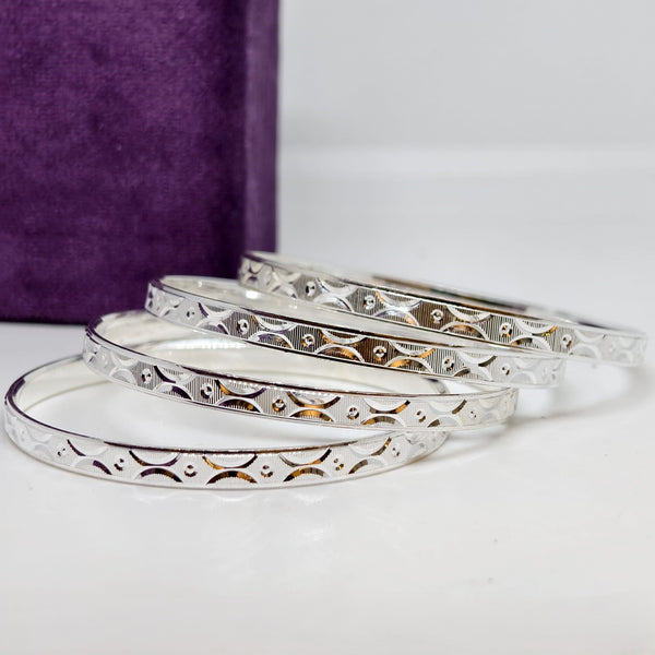 Crystal Accent Sterling Silver Bangle