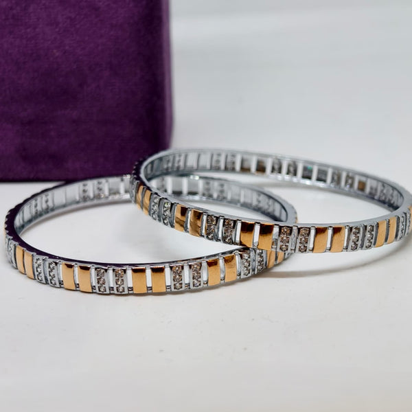 Blush Luxe Diamond Rose Gold Silver Bangle