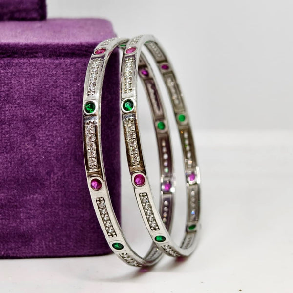 Noble Sparkle Sterling Silver Diamond Bangle