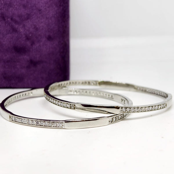 Noble Sparkle Sterling Silver Diamond Bangle