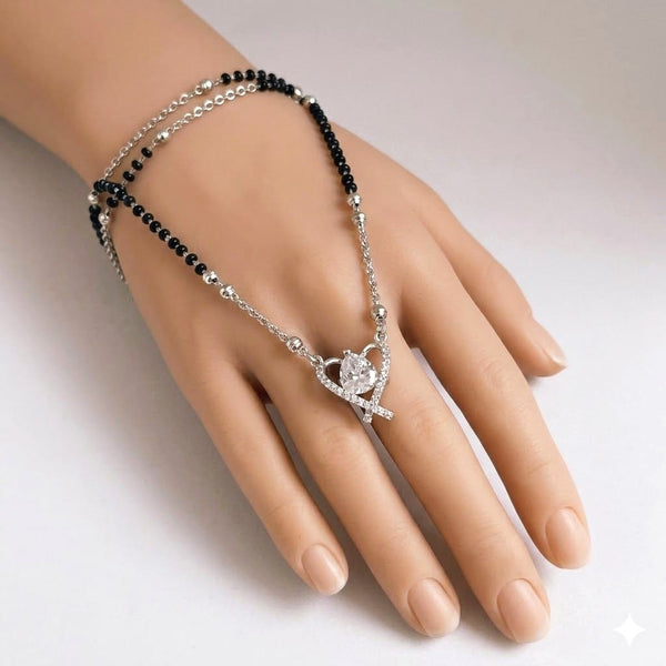 Crystal Heart Silver Mangalsutra
