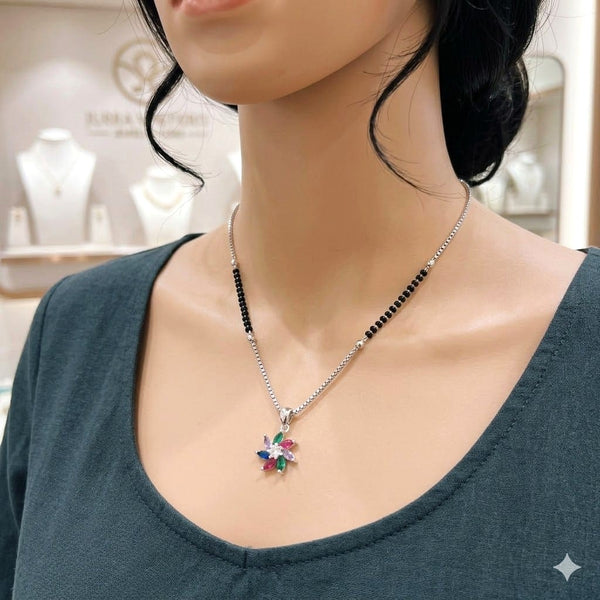 Floral Grace Silver Mangalsutra