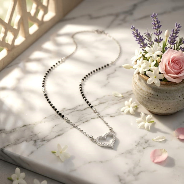 Classic Heart Silver Mangalsutra