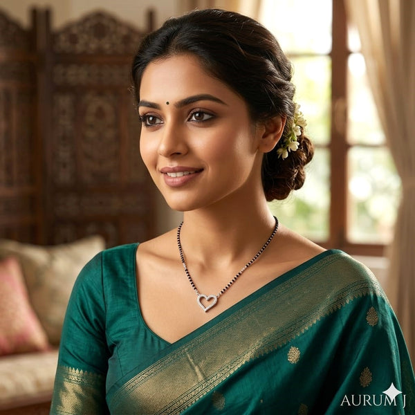 Classic Heart Silver Mangalsutra