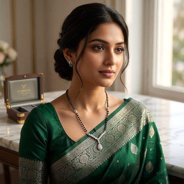 Crystal Touch Silver Mangalsutra