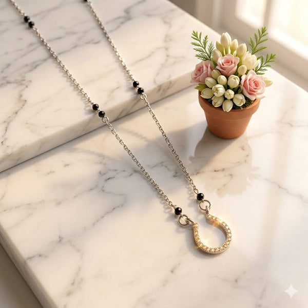 Lotus Charm Silver Mangalsutra